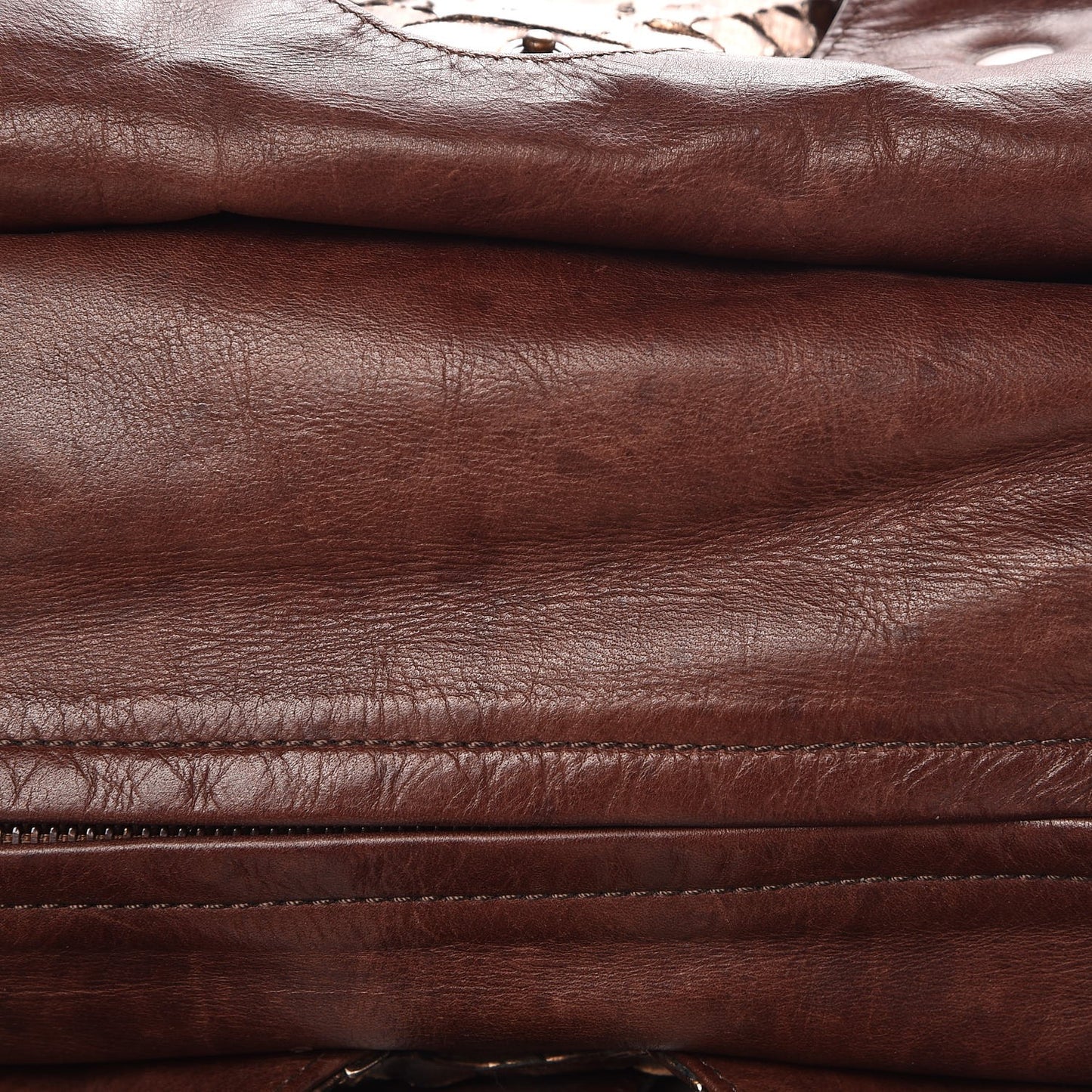 Metallic Python Calfskin Silverado Shoulder Bag Brown