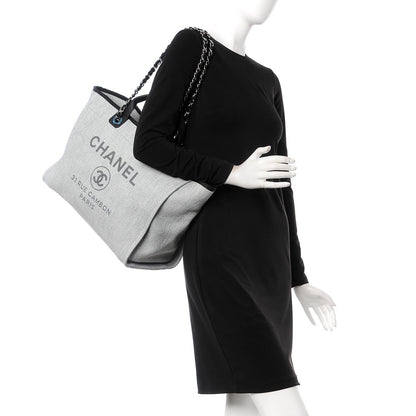 Chanel Woven Straw Raffia Large Deauville Tote Grey 3 of 8