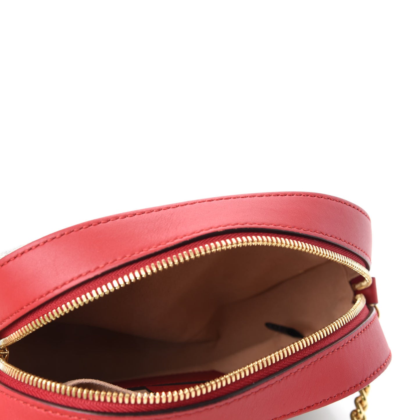 GG Supreme Monogram Kingsnake Heart Embroidered Mini Chain Shoulder Bag Beige Hibiscus Red