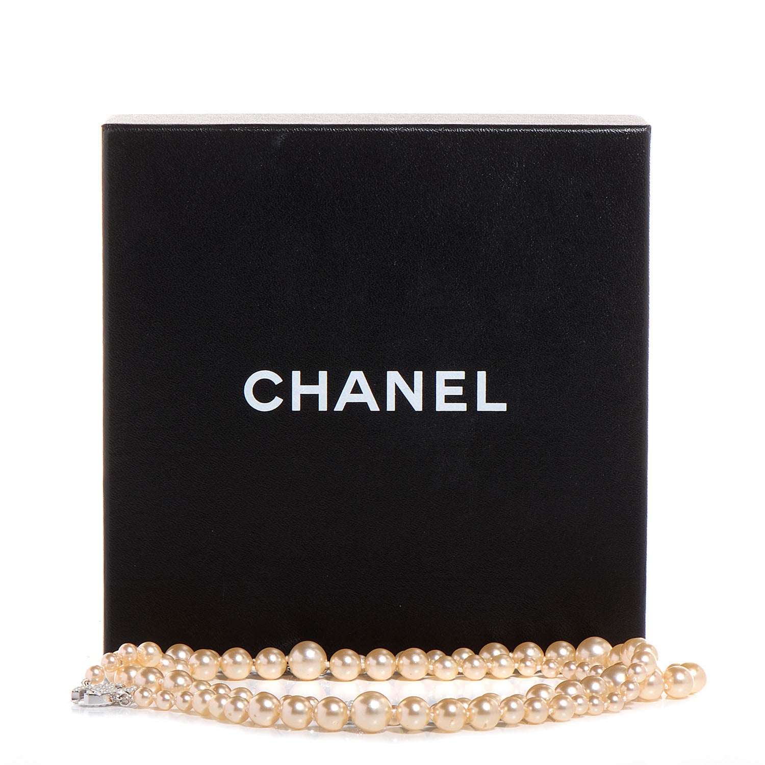 Chanel Graduated Pearl CC Long Necklace Silver 7 of 7