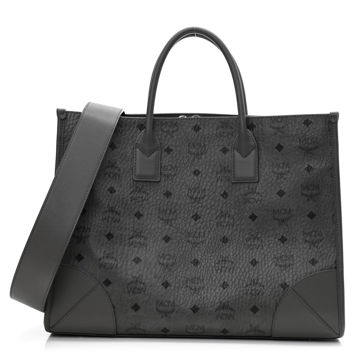MCM Visetos Large Munchen Tote Grey 3 of 10