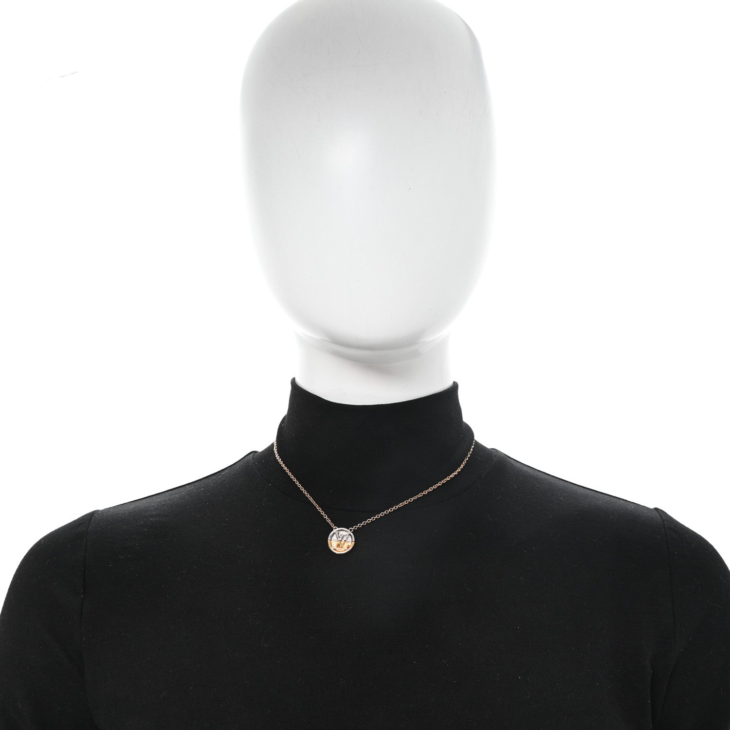 Louis Vuitton Metal L to V Necklace Gold Silver 2 of 5