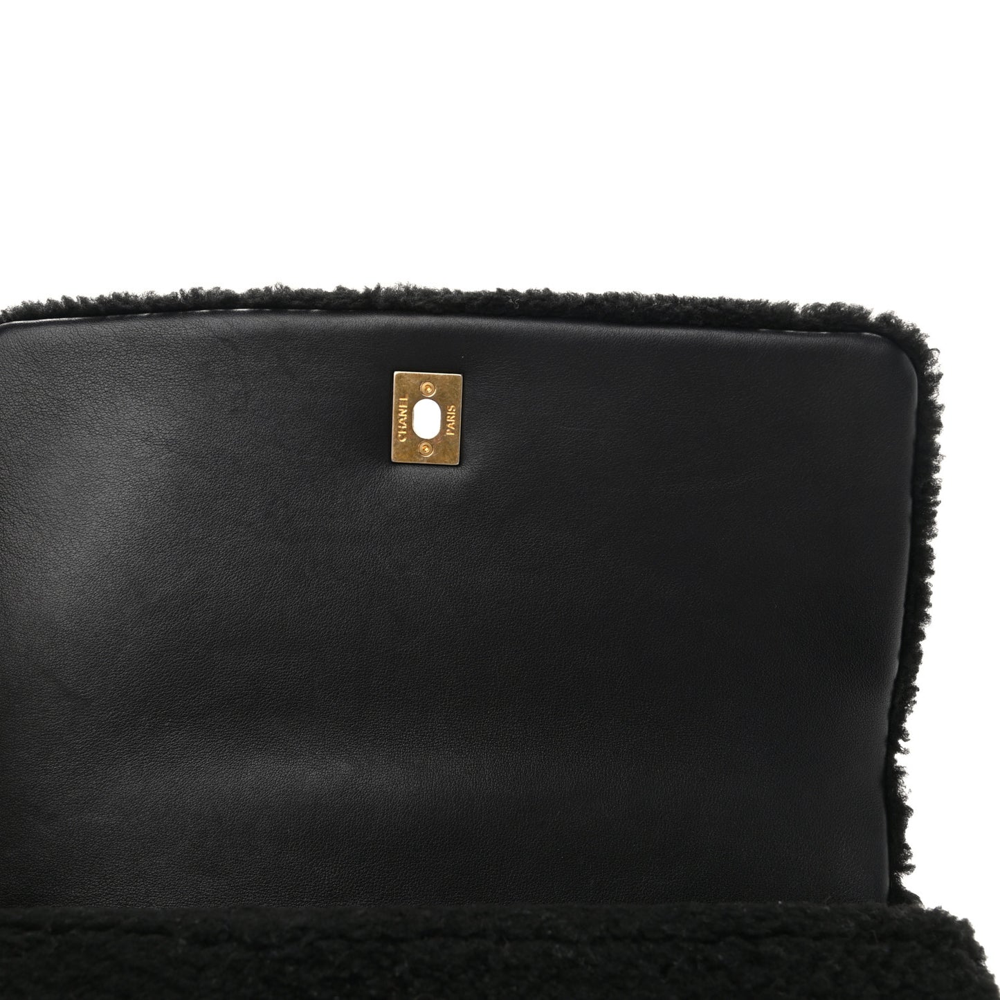 Shearling Lambskin Medium Coco Handle Flap Black