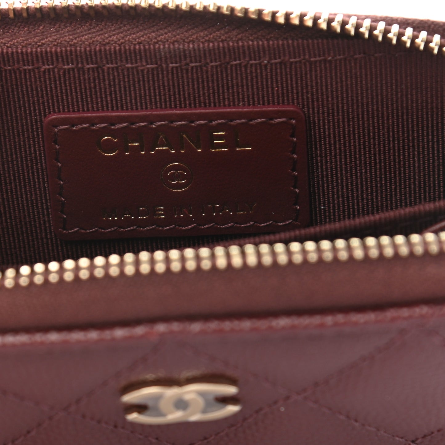 Caviar Quilted Zip Around Coin Purse Burgundy