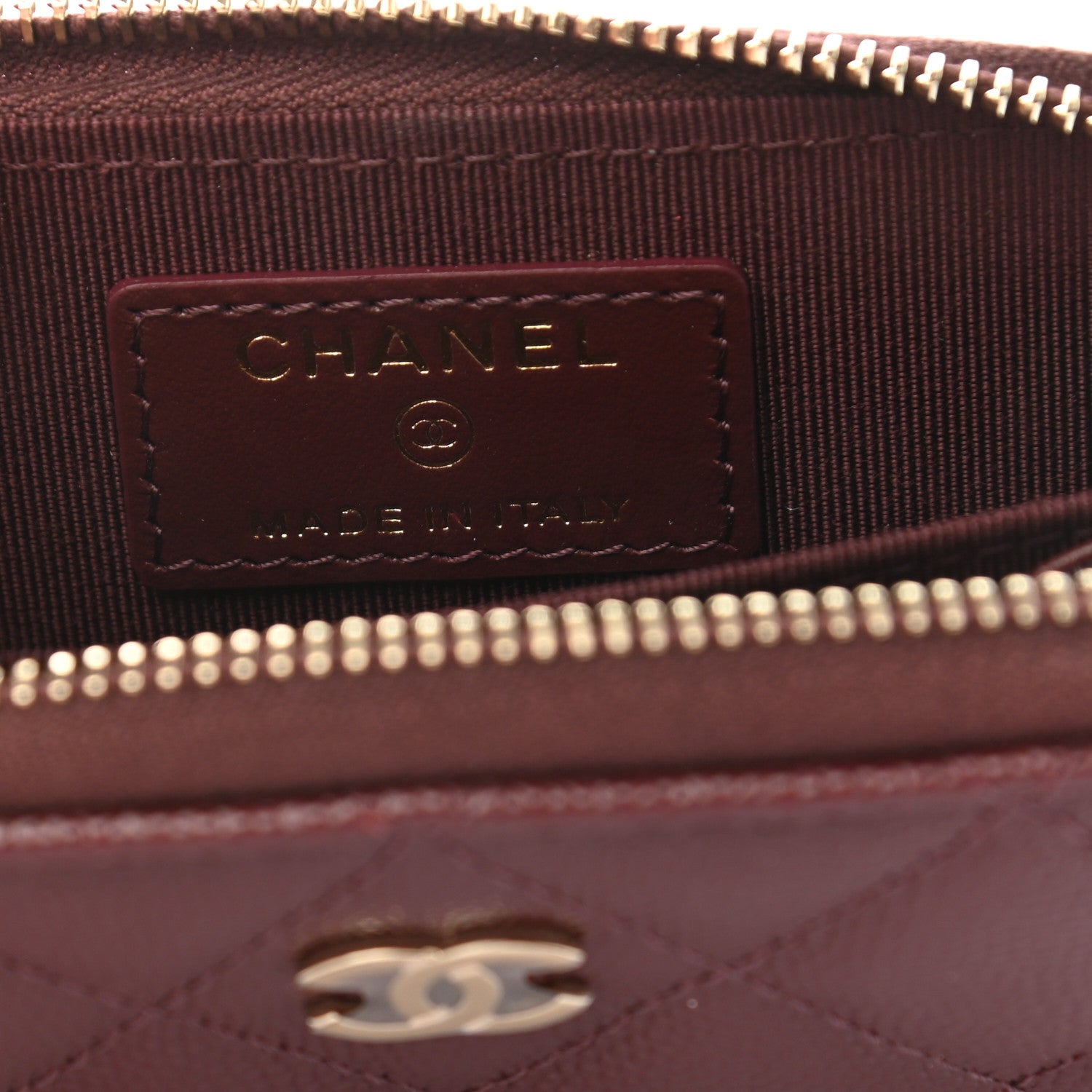 Chanel Caviar Quilted Zip Around Coin Purse Burgundy 6 of 8