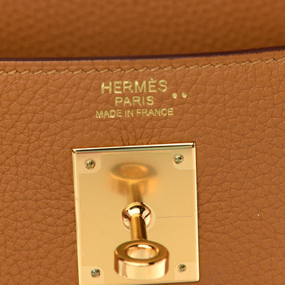 Hermes Togo Shiny Niloticus Crocodile Kelly Retourne Touch 32 Caramel Tabac Camel 6 of 10
