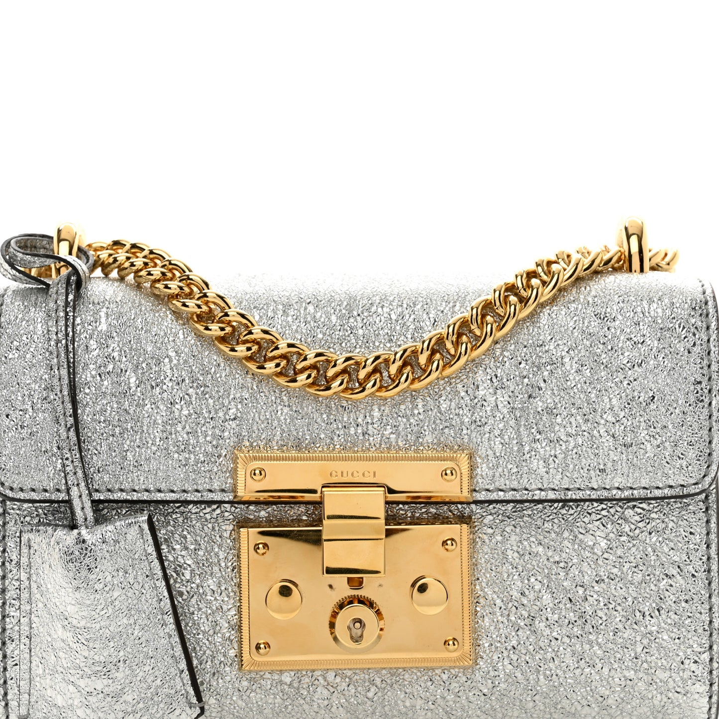 Galassia Small Padlock Shoulder Bag Argento