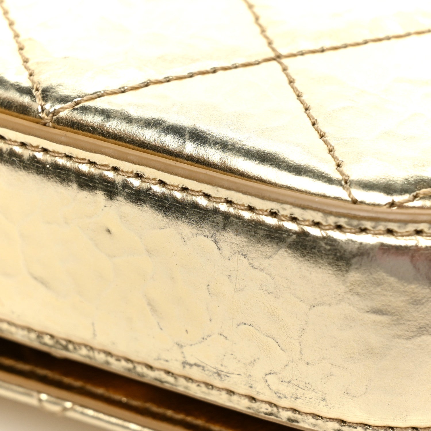 Chanel Hammered Metallic Calfskin Quilted Flap Gold 21 of 25