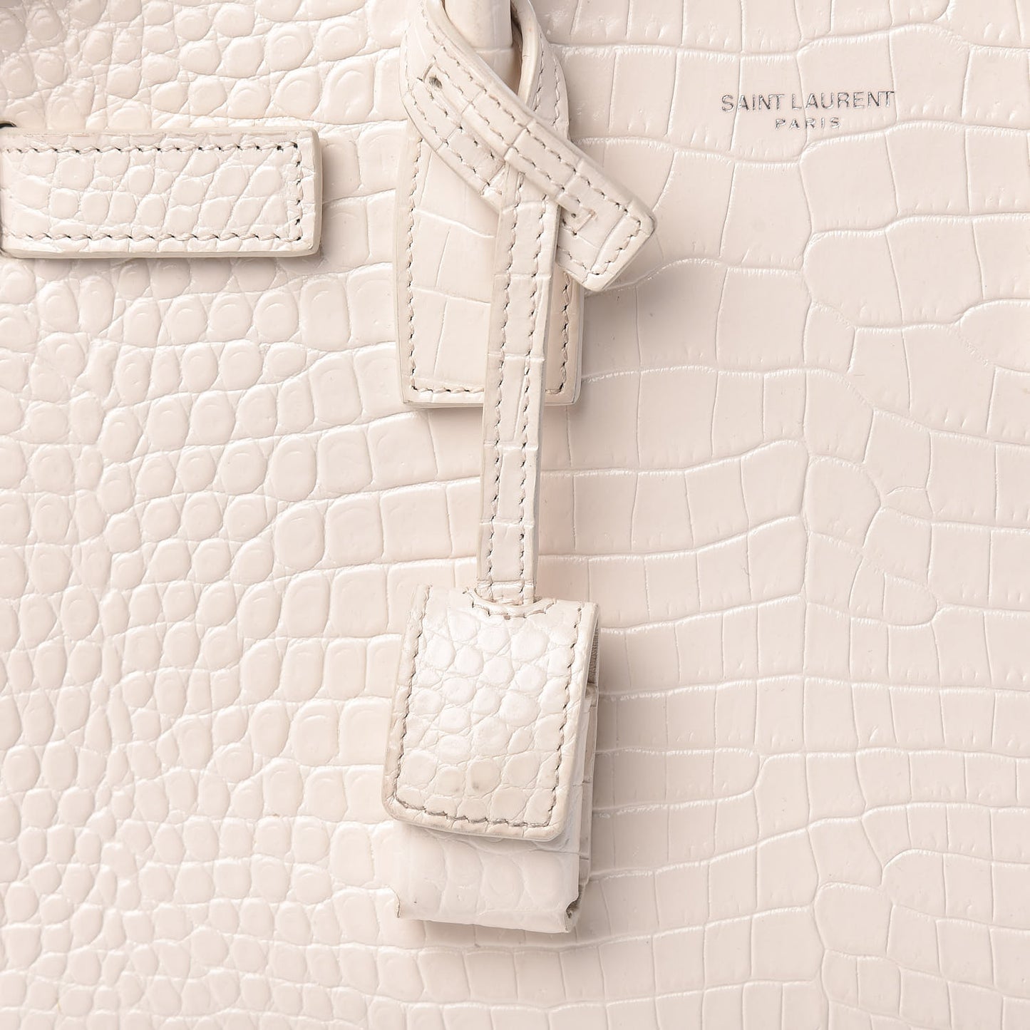 Calfskin Crocodile Embossed Baby Sac De Jour Gris Perle