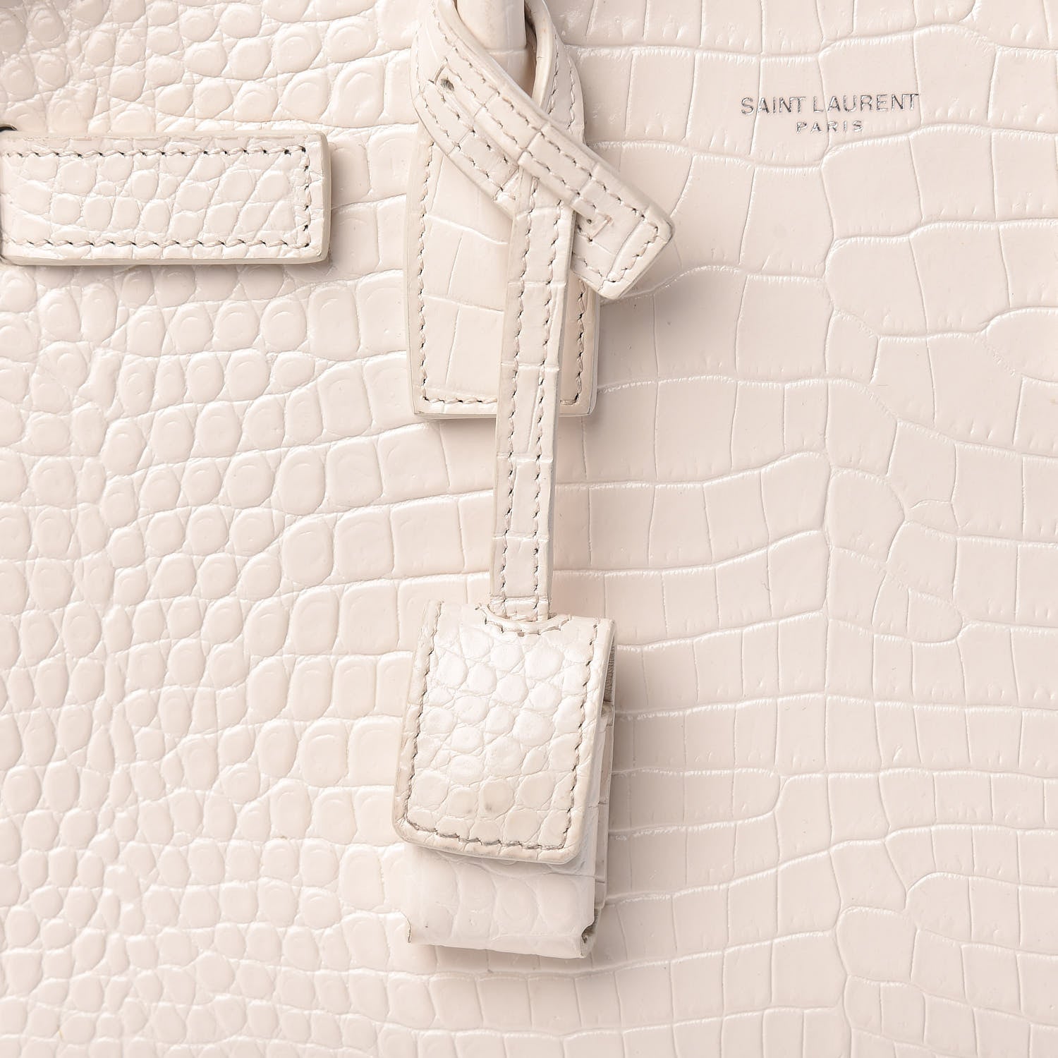 Saint Laurent Calfskin Crocodile Embossed Baby Sac De Jour Gris Perle 7 of 13