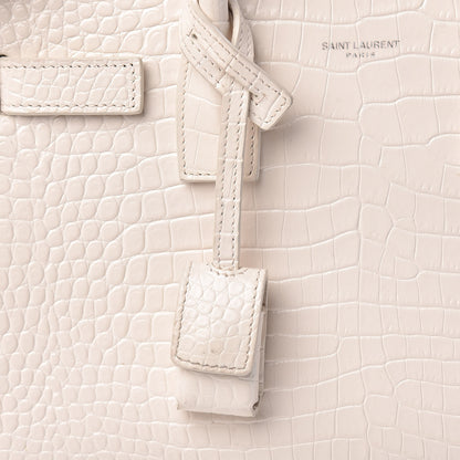 Saint Laurent Calfskin Crocodile Embossed Baby Sac De Jour Gris Perle 7 of 13