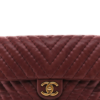 Chanel Iridescent Calfskin Surpique Chevron Flap Burgundy 8 of 13