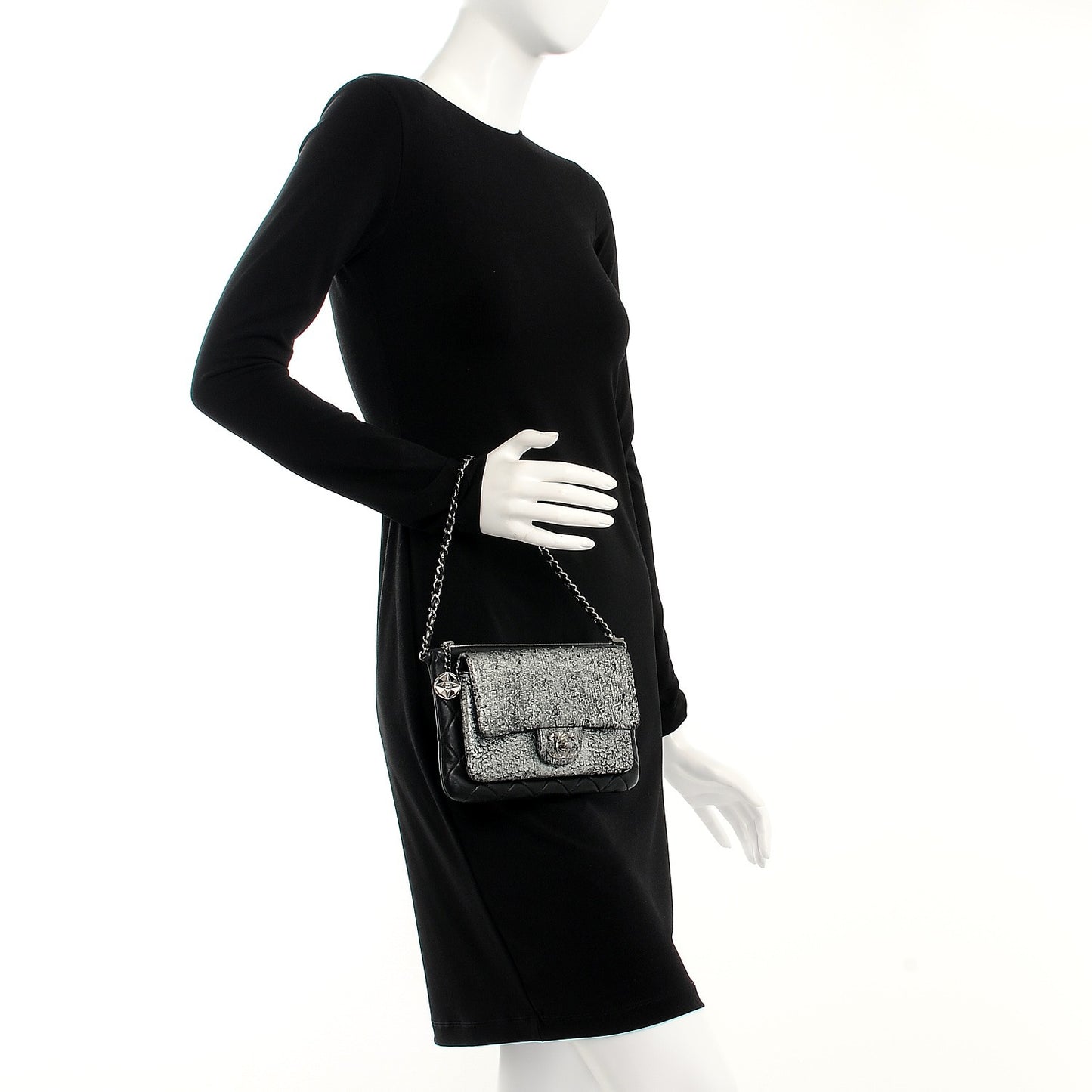 Lambskin Mineral Nights Wristlet Silver Black