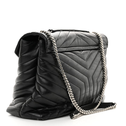 Saint Laurent Calfskin Y Quilted Monogram Large Loulou Chain Satchel Black 3 of 14