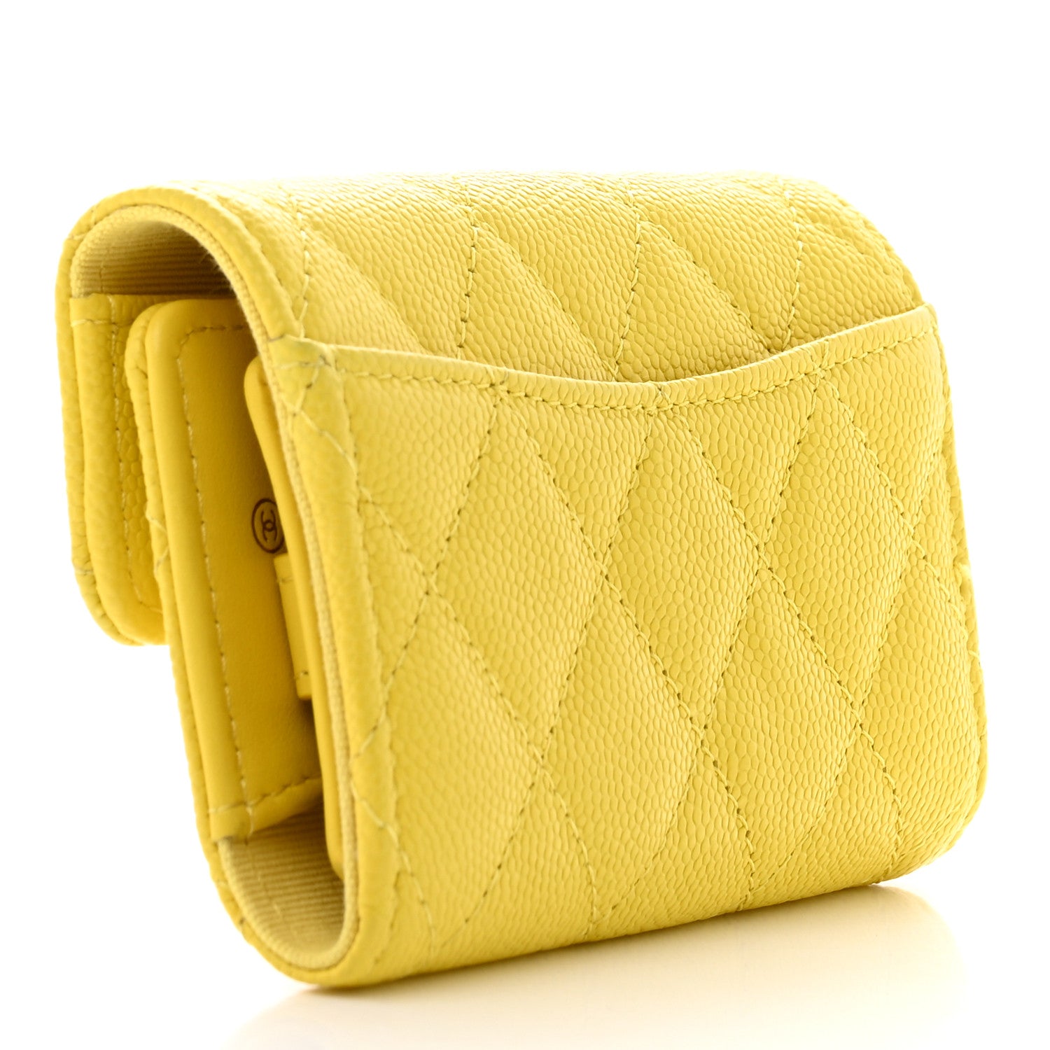 Chanel Caviar Quilted Classic 4 Key Holder Wallet Yellow 3 of 13