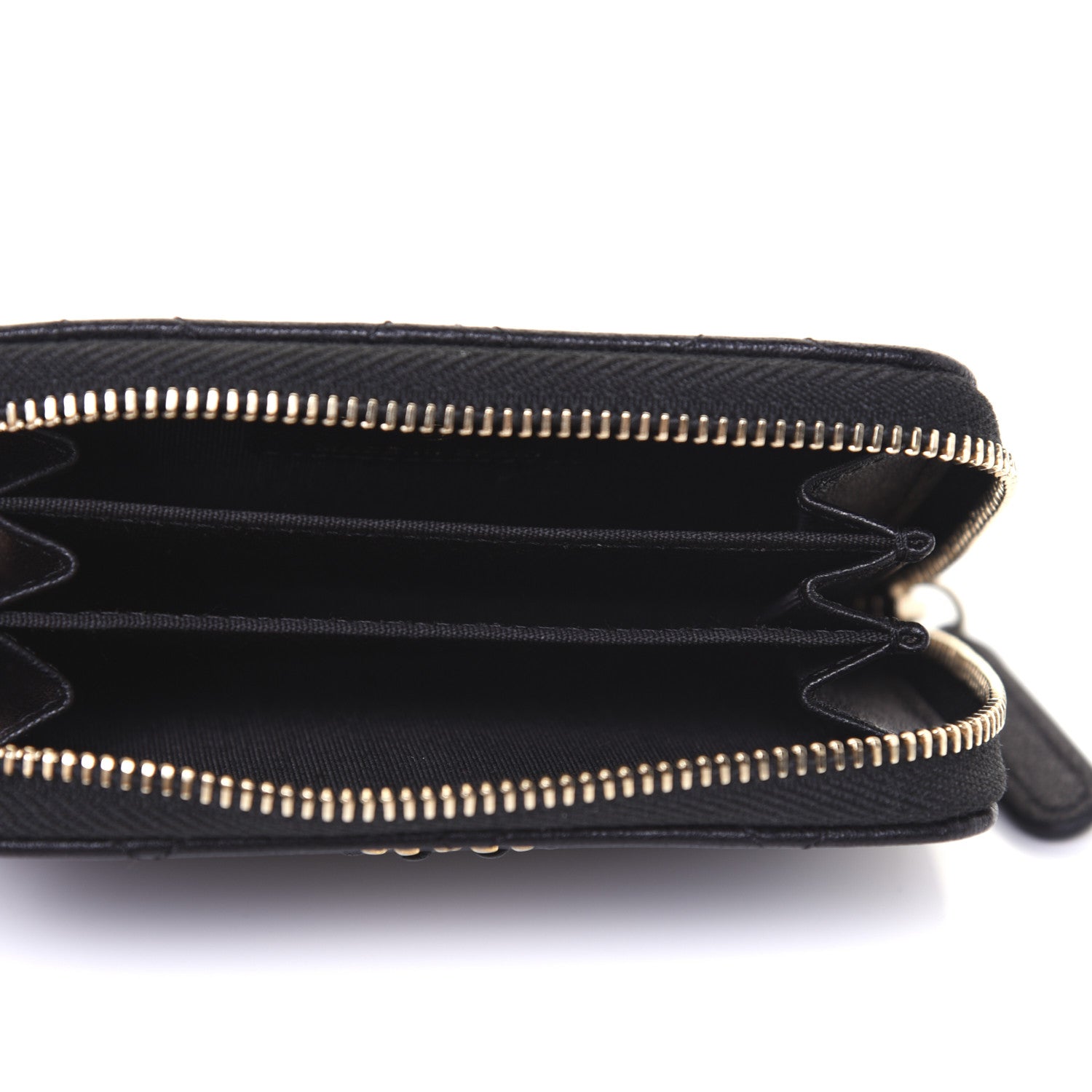 Chanel Goatskin Quilted Chanel 19 Zip Around Coin Purse Wallet Black 5 of 12