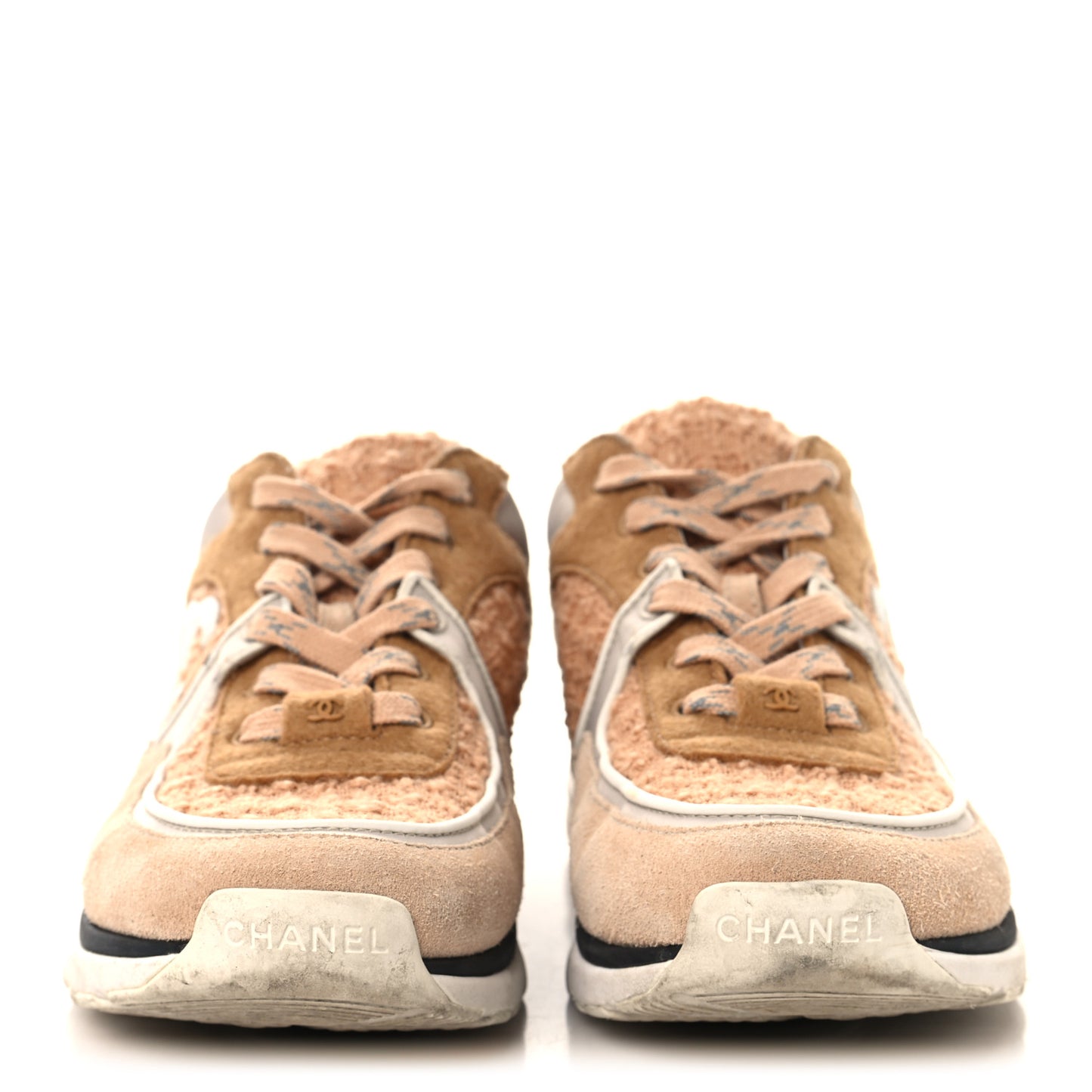 Suede Tweed Felt CC Sneakers 39 Beige