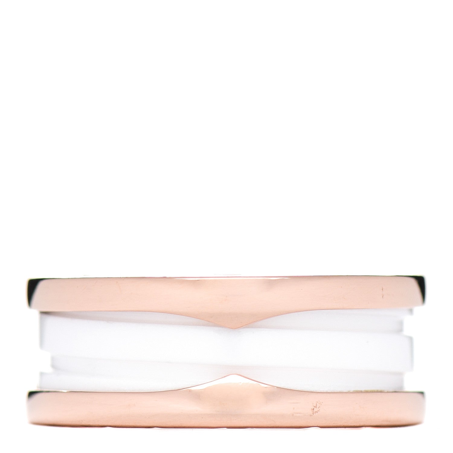 Bulgari 18K Rose Gold White Ceramic B.Zero1 Two-Band Ring 53 6.25 1 of 6