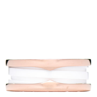 Bulgari 18K Rose Gold White Ceramic B.Zero1 Two-Band Ring 53 6.25 1 of 6