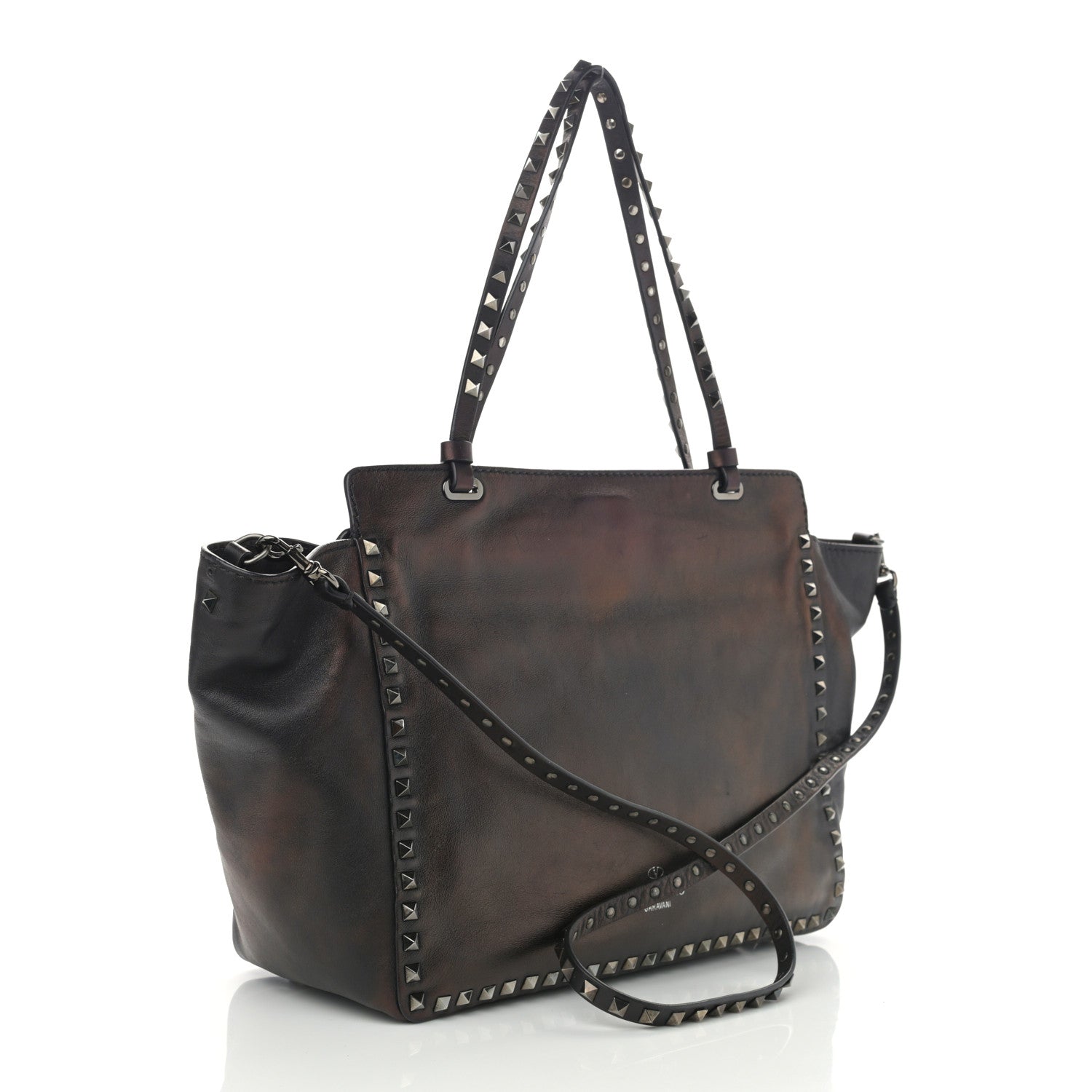Valentino Garavani Vitello Medium Rockstud Tote Black 3 of 12