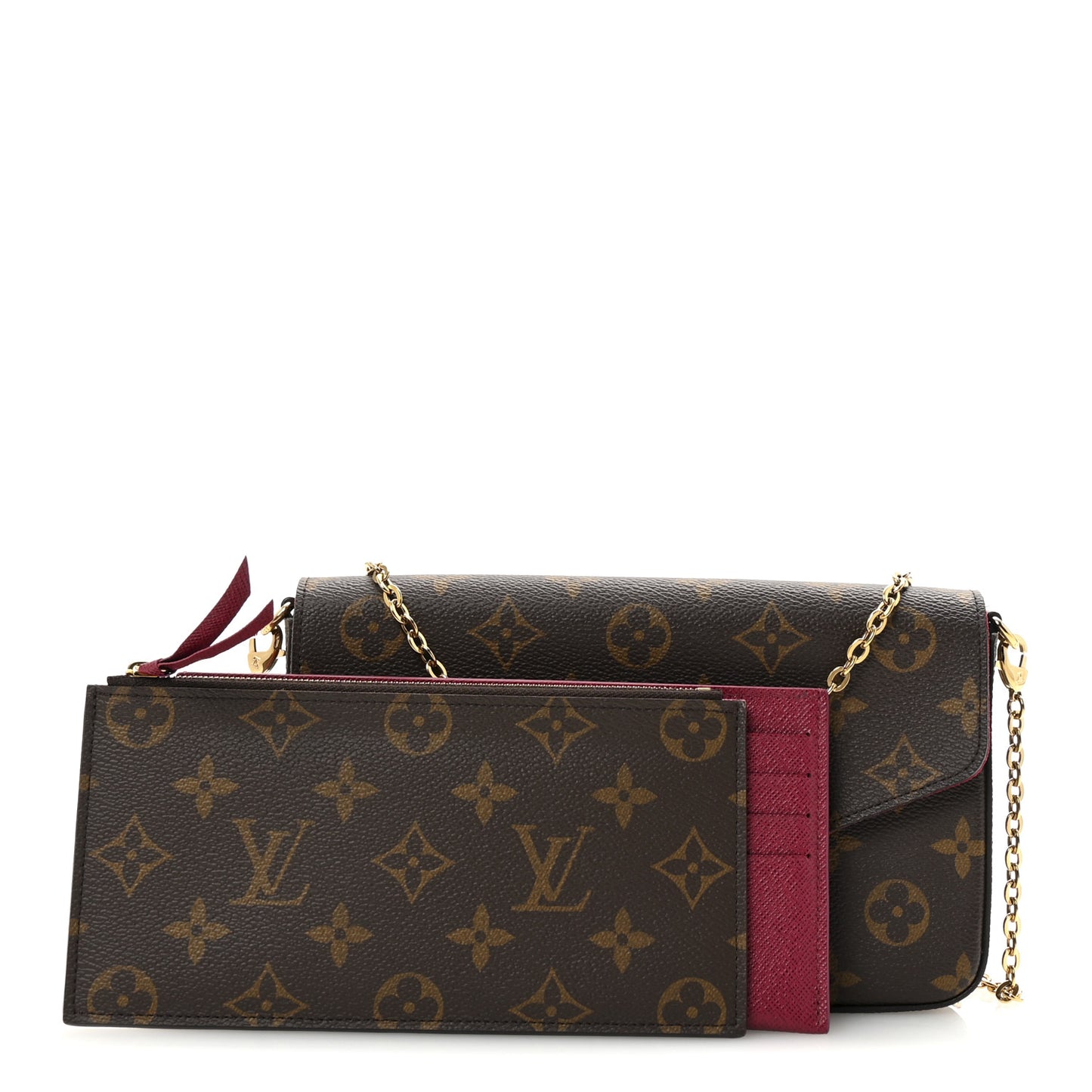 Monogram Pochette Felicie Chain Wallet Fuchsia