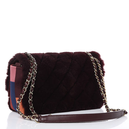 Chanel Orylag Rabbit Fur Quilted Medium Single Flap Burgundy 3 of 10
