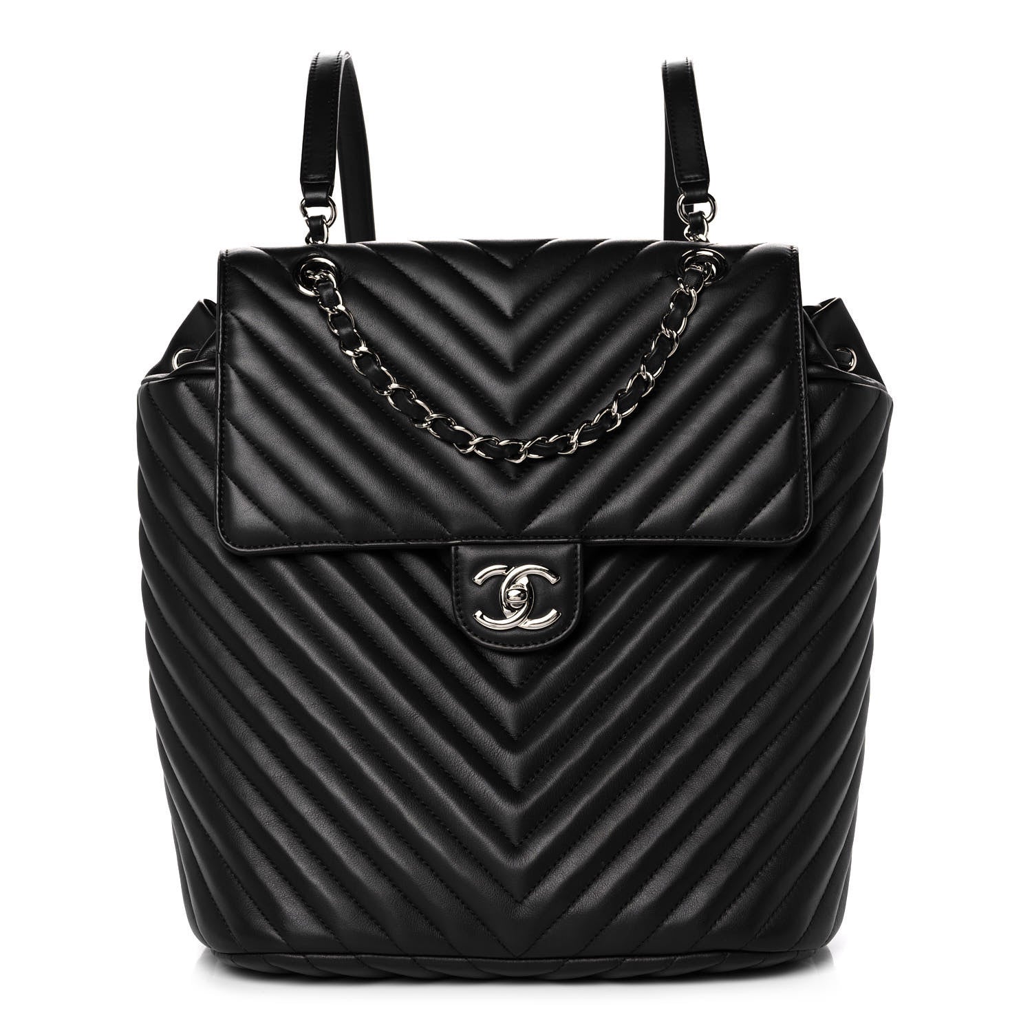 Chanel Calfskin Chevron Quilted Large Urban Spirit Backpack Black 1 of 13
