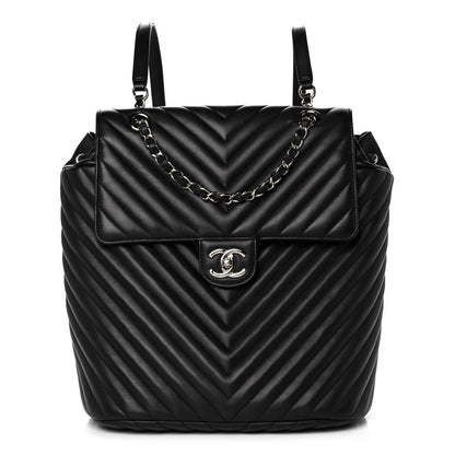 Chanel Calfskin Chevron Quilted Large Urban Spirit Backpack Black 1 of 13
