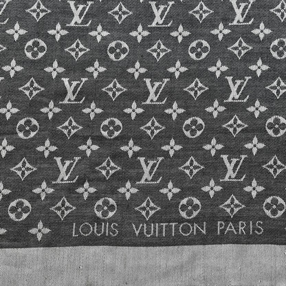 Louis Vuitton Wool Silk Monogram Denim Shawl Black 5 of 6