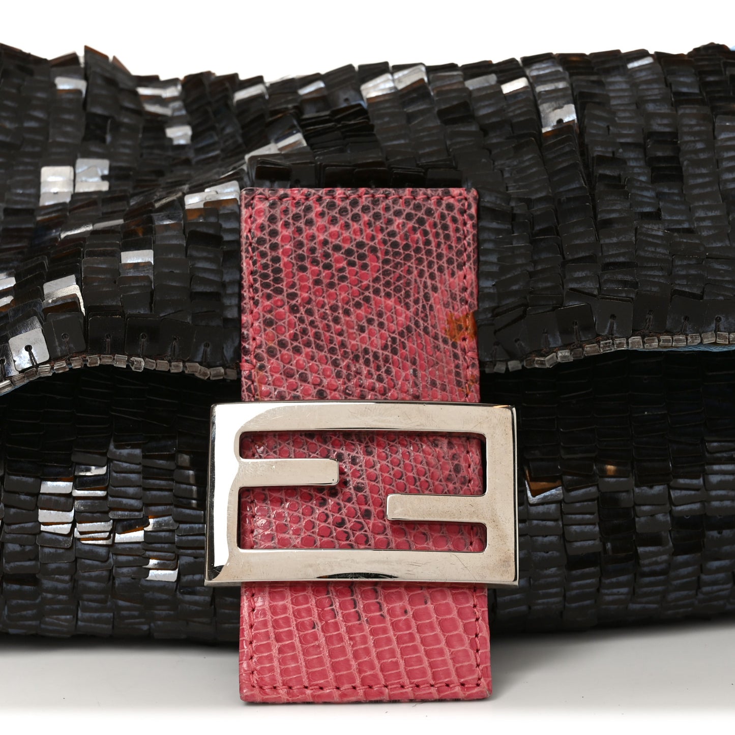 Sequin Beaded Lizard Baguette Black Multicolor