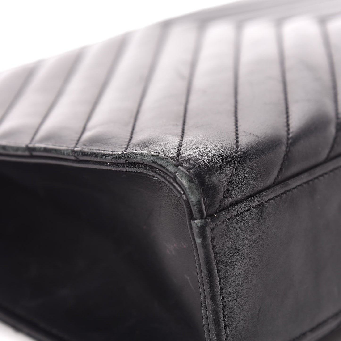 Smooth Calfskin Matelasse Chevron Large Monogram Satchel Black