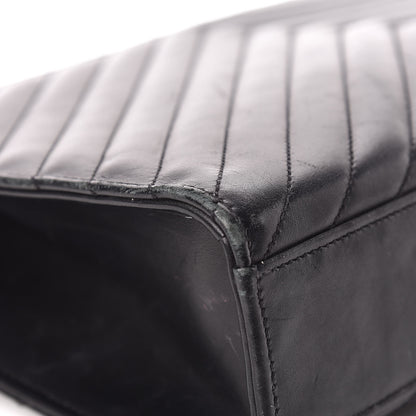 Saint Laurent Smooth Calfskin Matelasse Chevron Large Monogram Satchel Black 23 of 32