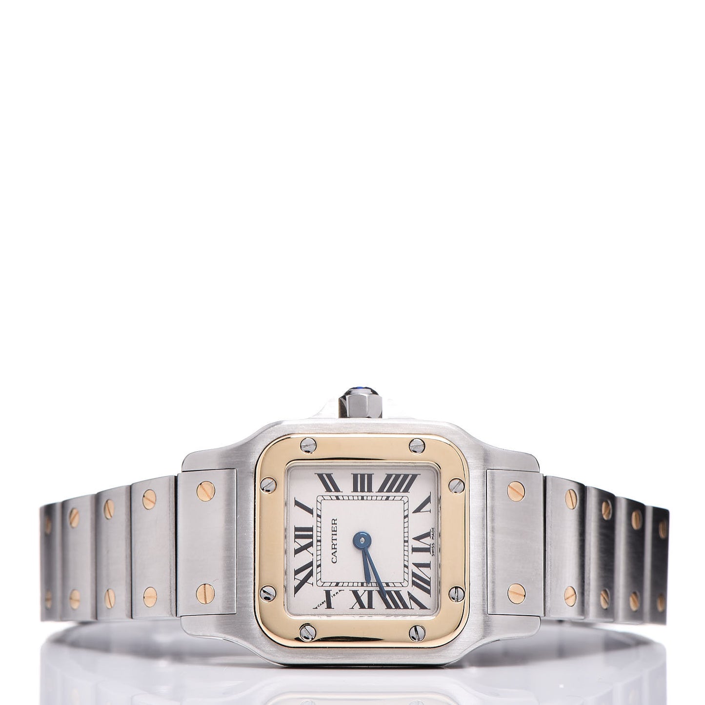 Stainless Steel 18K Yellow Gold 24mm Santos De Cartier Galbee Quartz Watch