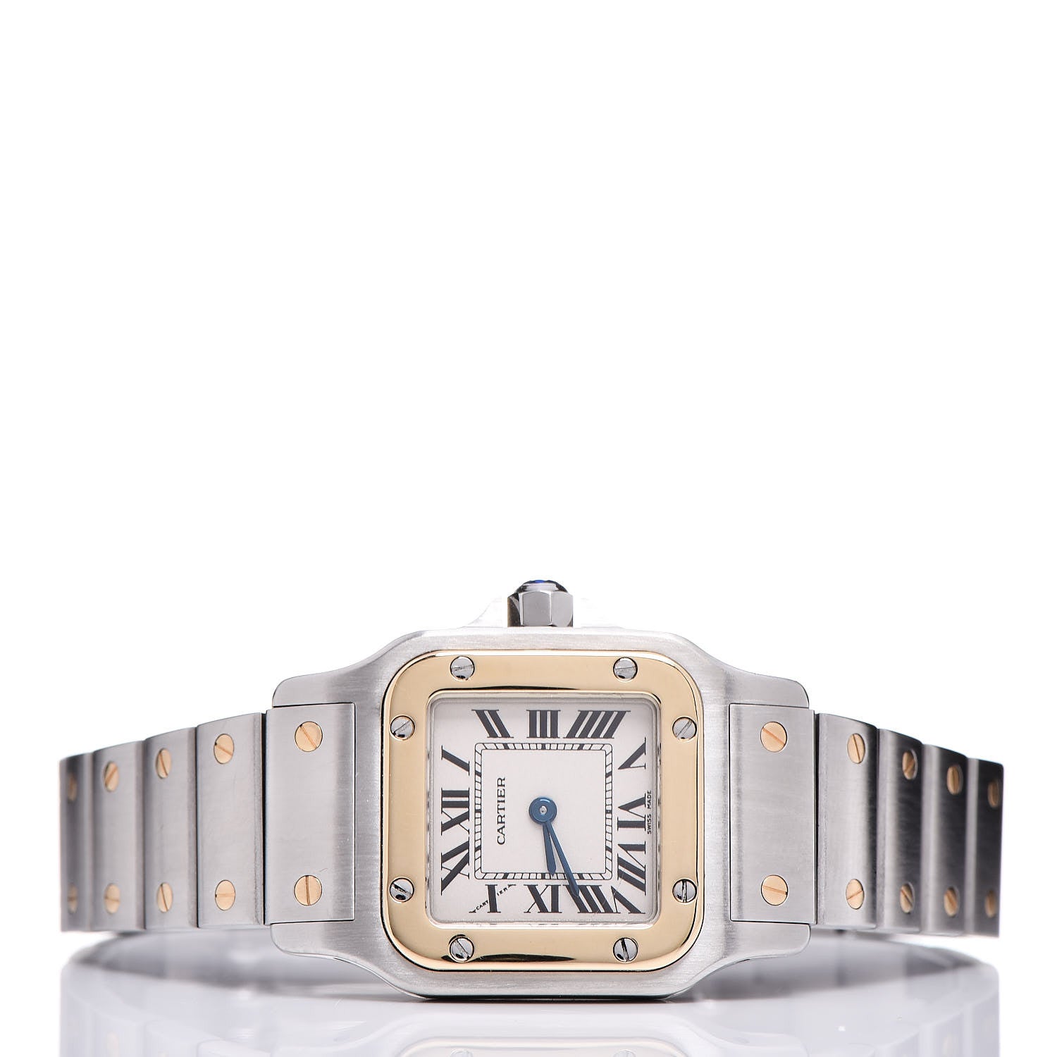Cartier Stainless Steel 18K Yellow Gold 24mm Santos De Cartier Galbee Quartz Watch 3 of 8