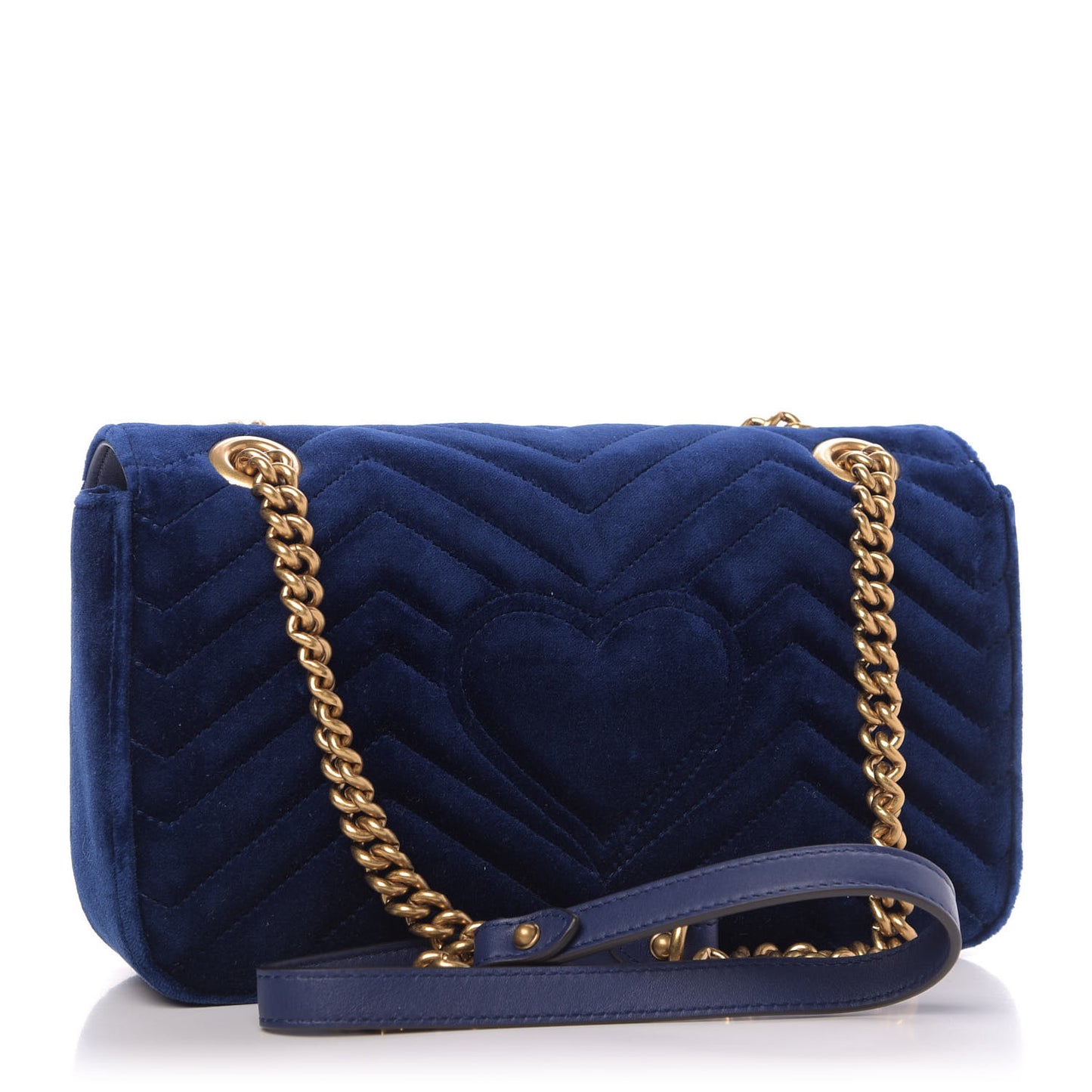 Velvet Matelasse Small GG Marmont Shoulder Bag Cobalt Blue