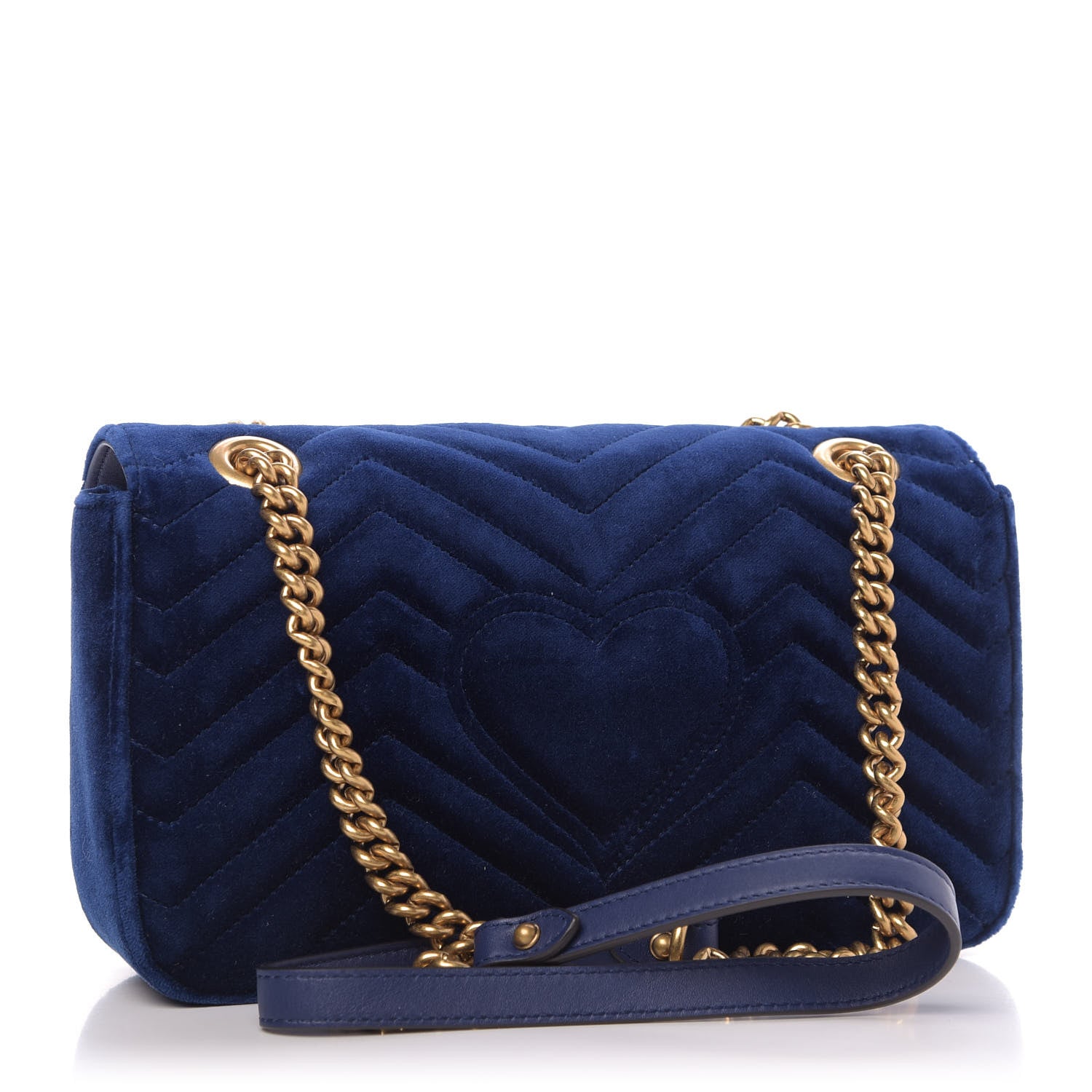Gucci Velvet Matelasse Small GG Marmont Shoulder Bag Cobalt Blue 4 of 10