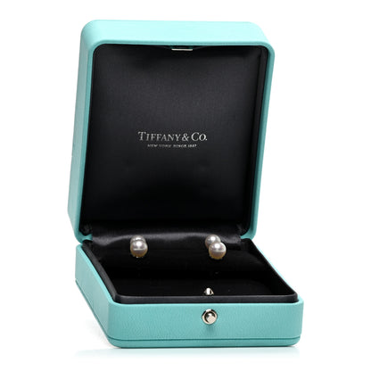 Tiffany Platinum Diamond Akoya Pearl 7-8mm Aria Drop Earrings 3 of 5