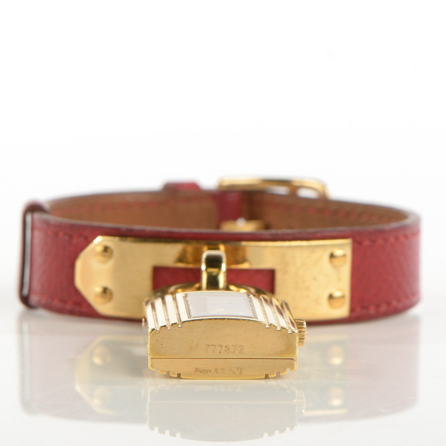 Hermes Stainless Steel Courchevel 20mm Kelly Cadena Quartz Watch Rouge 4 of 13