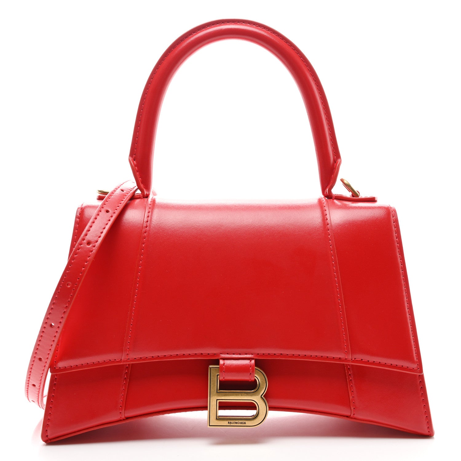 Balenciaga Shiny Box Calfskin Small Hourglass Top Handle Bag Bright Red 1 of 8