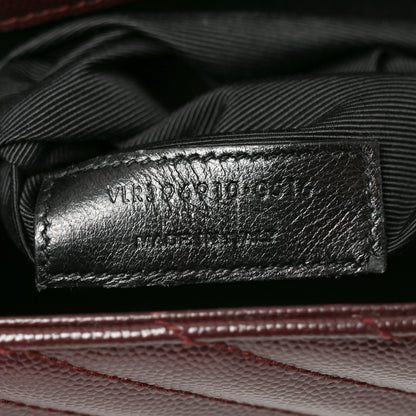 Saint Laurent Grain De Poudre Matelasse Chevron Large Monogram Satchel Amaranto 8 of 11