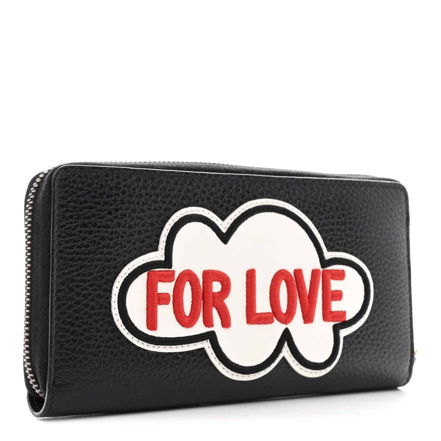Gucci Pebbled Calfskin Blind For Love Zip Around Wallet Black 3 of 9