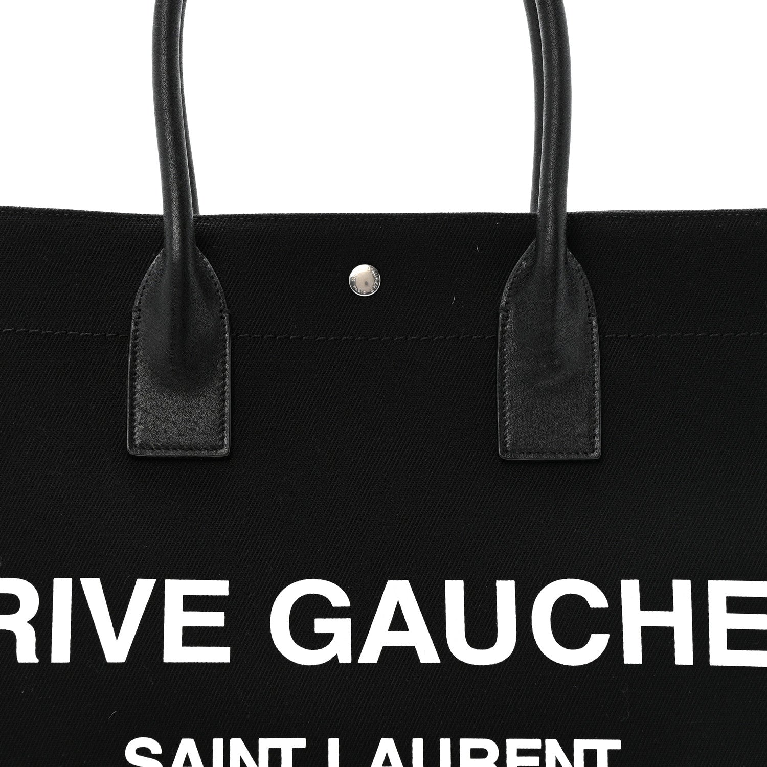 Saint Laurent Linen Calfskin Rive Gauche Tote Black 8 of 12