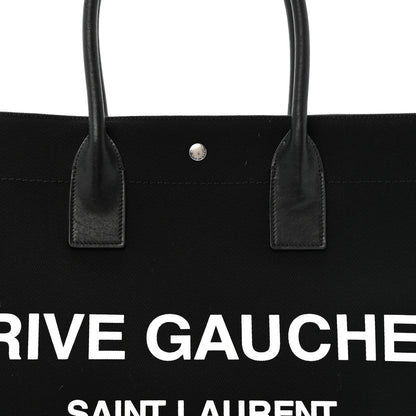 Saint Laurent Linen Calfskin Rive Gauche Tote Black 8 of 12