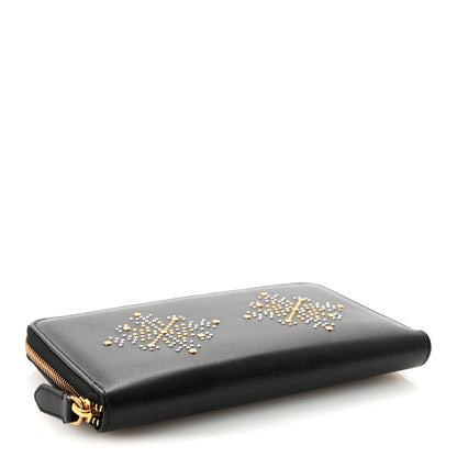 Burberry Calfskin Studded Snowflake Zip Around Wallet Black 4 of 7