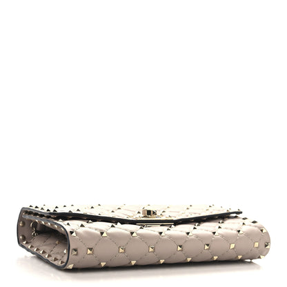 Valentino Garavani Lambskin Rockstud Spike Wallet on Chain Poudre 4 of 10