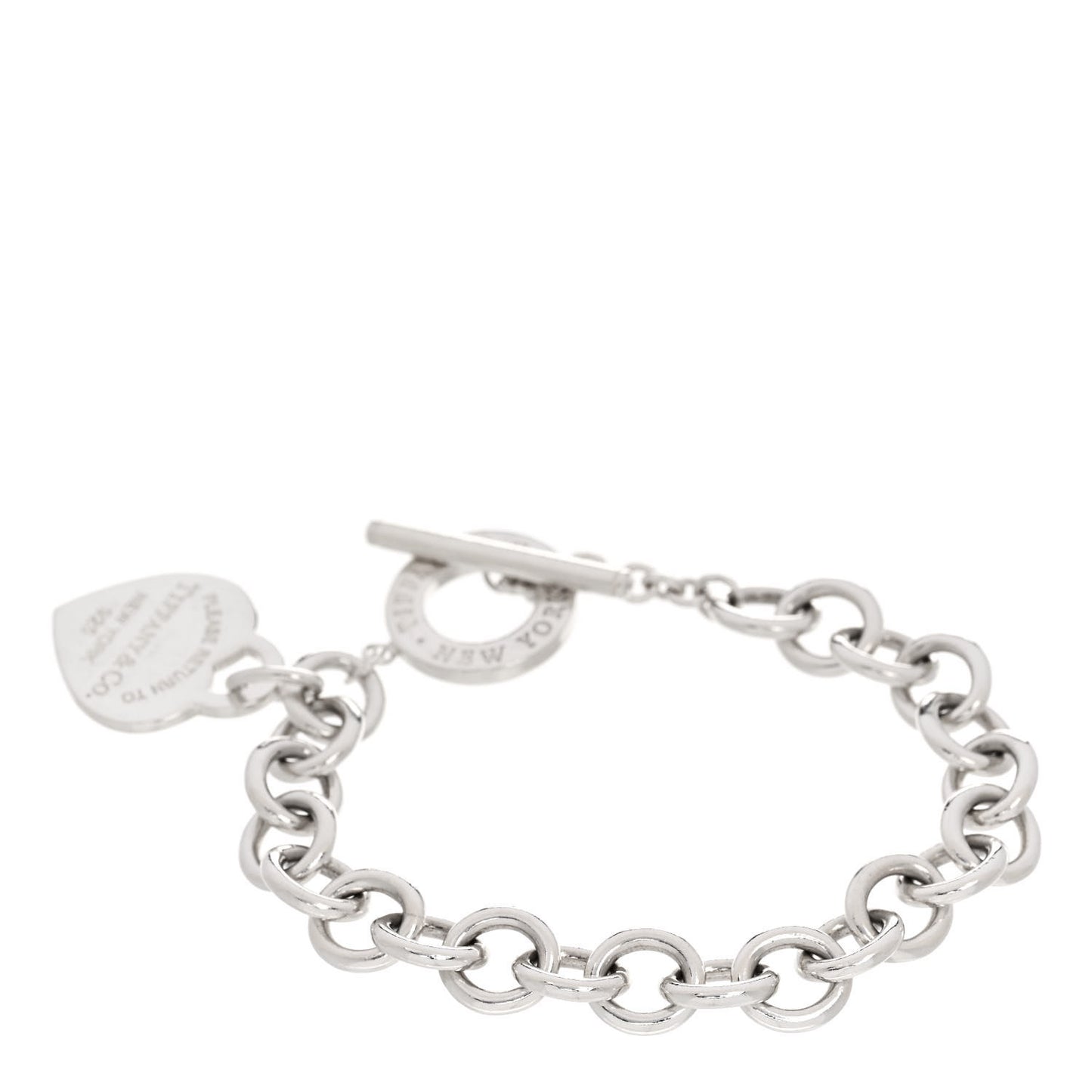 Sterling Silver Heart Tag Toggle Bracelet