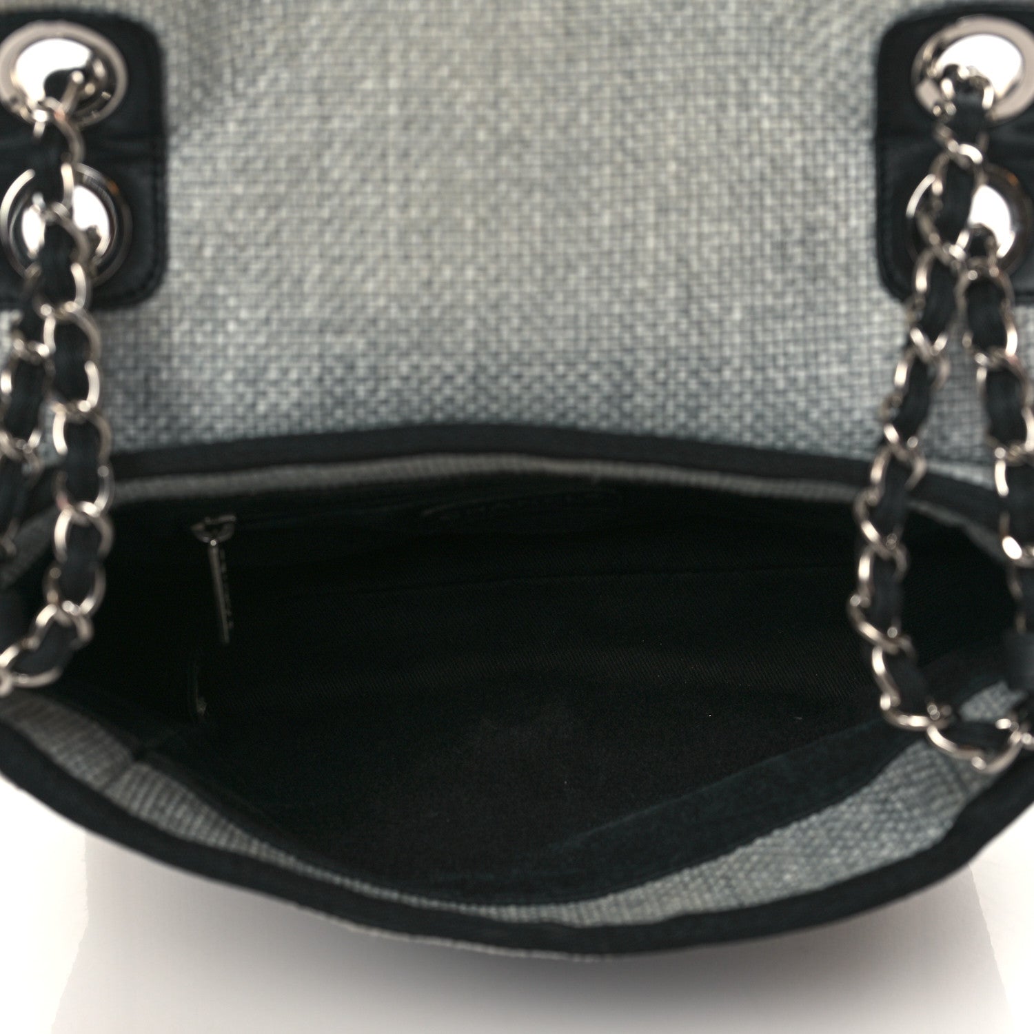 Chanel Woven Straw Raffia Small Deauville Messenger Grey 5 of 11