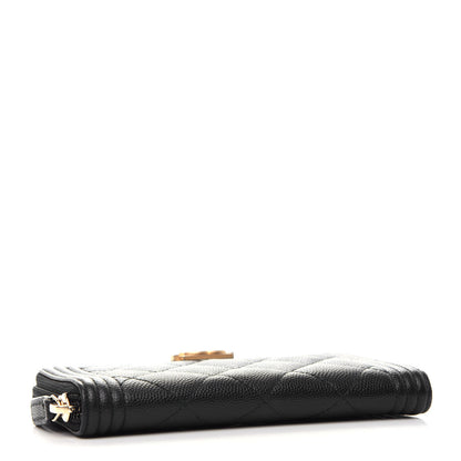 Chanel Caviar Quilted Small Boy Zip Around Wallet Black 4 of 8