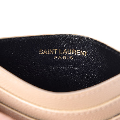 Saint Laurent Grain De Poudre Matelasse Chevron Monogram Credit Card Case Nude Powder 6 of 8