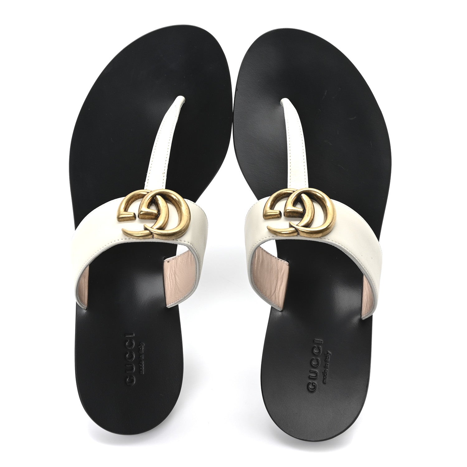 Gucci Calfskin GG Marmont Thong Sandals 38.5 Mystic White 2 of 9